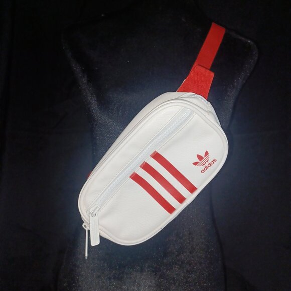 adidas Originals Other - Adidas Originals White Waist Bag with Red Strap & Stripes